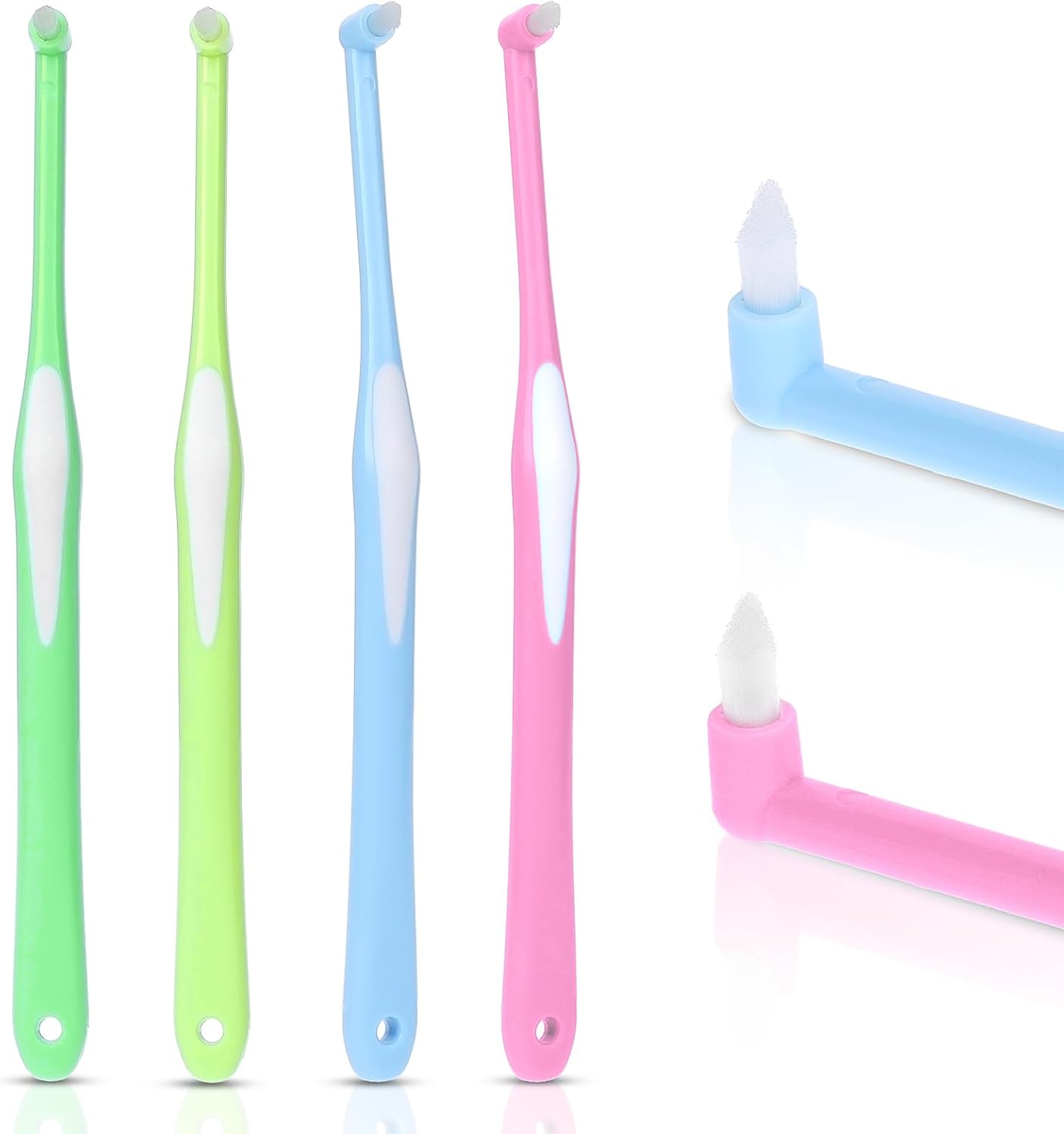 Ouligay 4Pcs End Tuft Toothbrush Adult Tufted Brush Single Tuft Toothbrushes Small Head Tiny Interdental Interspace Toothbrushes Orthodontic Toothbrush for Braces Detail Cleaning