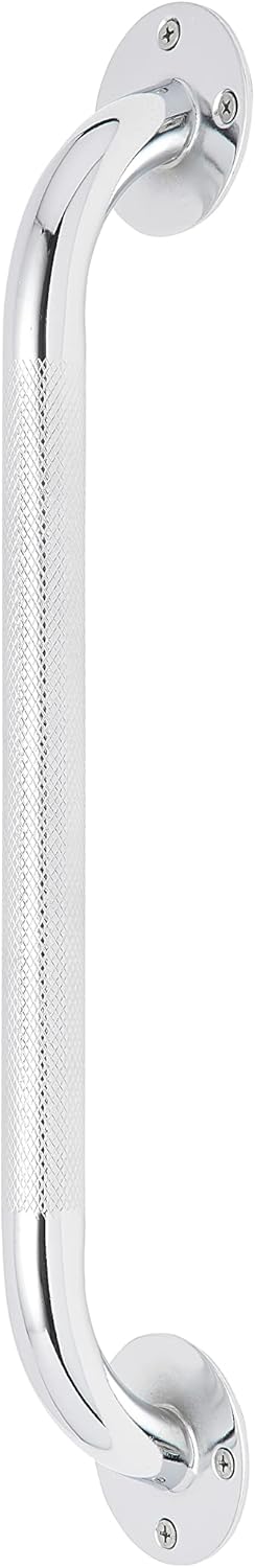 Medline Knurled Chrome 16” Grab Bar for Shower & Bathtub, Independence & Ease of Movement — for Elderly, Handicapped or Seniors, 300 lb. Capacity, 1 Bar