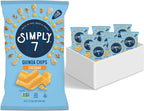 Simply 7 Quinoa Chips Cheddar, Gluten-Free Vegan Snack, Low Calorie Plant-Based Protein Crunch, Nut-Free Veggie Treat, Healthy Chip Variety, Non-GMO Vegetable Crisp, 8 Pack, 3.5oz Each