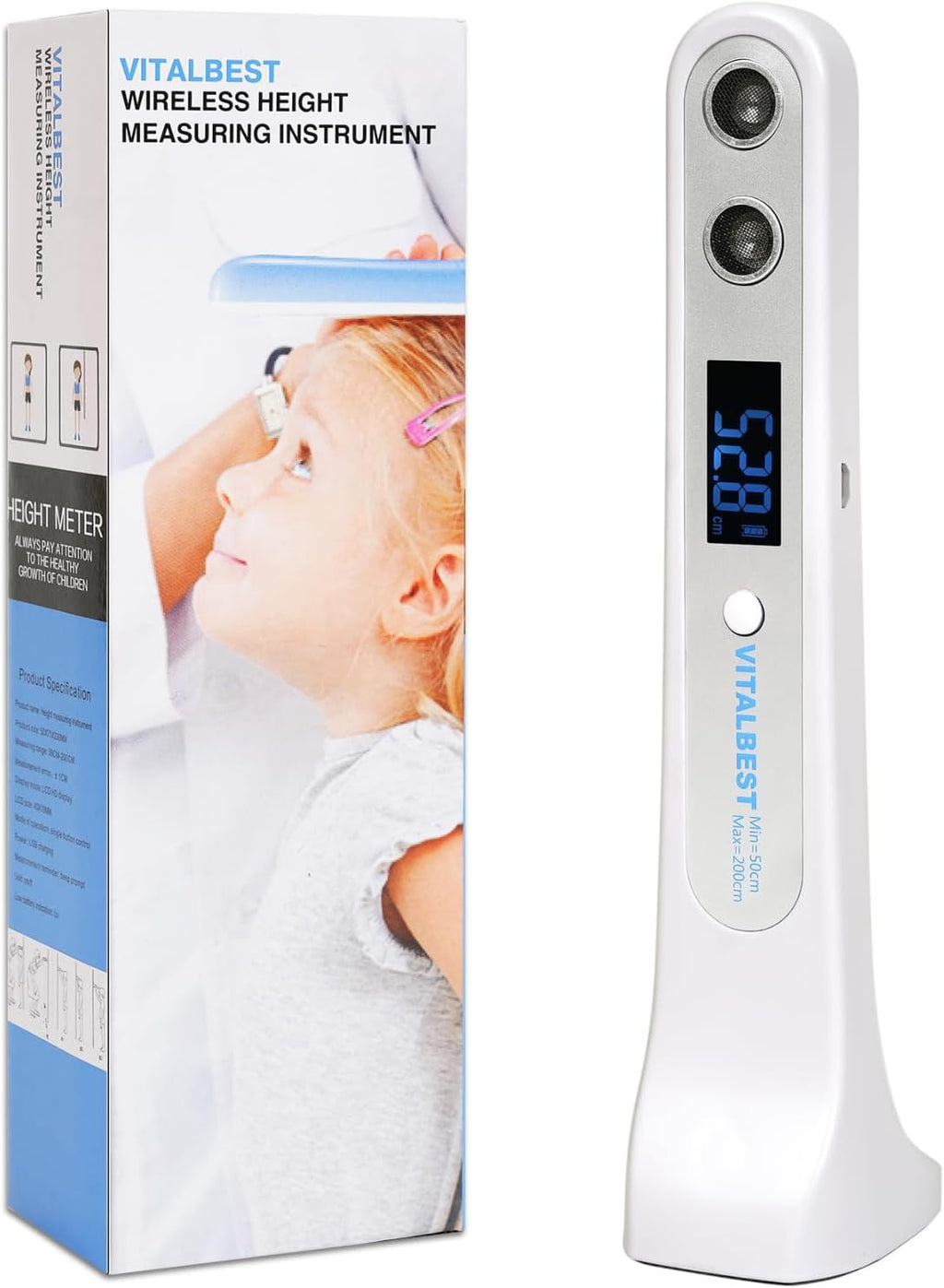 Stadiometer, Portable Ultrasonic Stadiometer, Height Measurement Tool for Adults and Kids, Medical Office Handheld Height Measuring Device for Healthcare Professionals