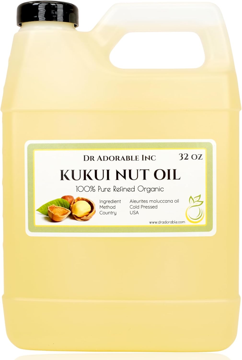 Dr Adorable - 32 oz - Kukui Nut Oil - 100% Pure Natural Organic Cold Pressed