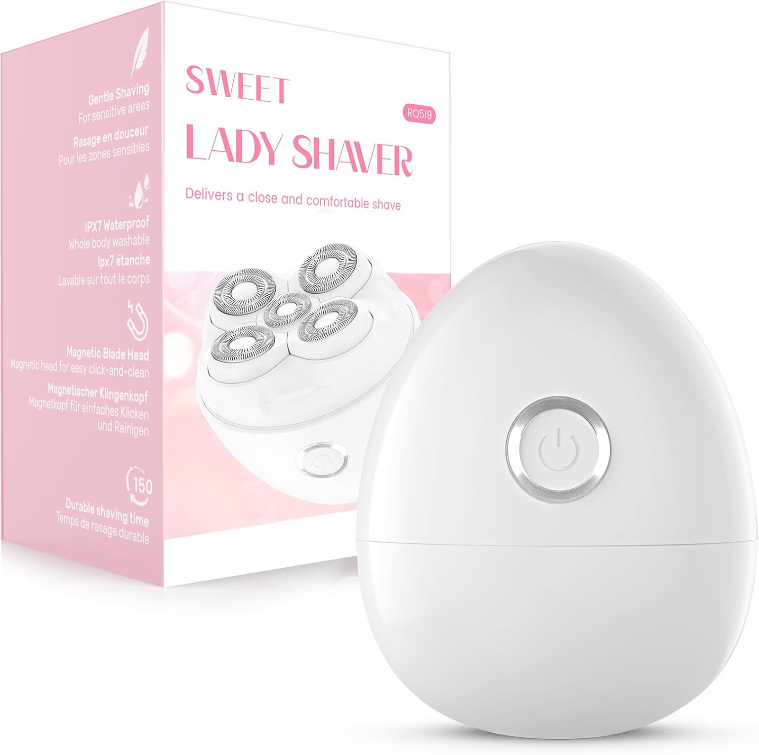 Electric Shaver for Women, 5D Floating Rotary Razor Hair Remover, Wet/Dry Face & Body Shaver for Arms, Legs and Underarms, Portable Travel Mini Size for Her White