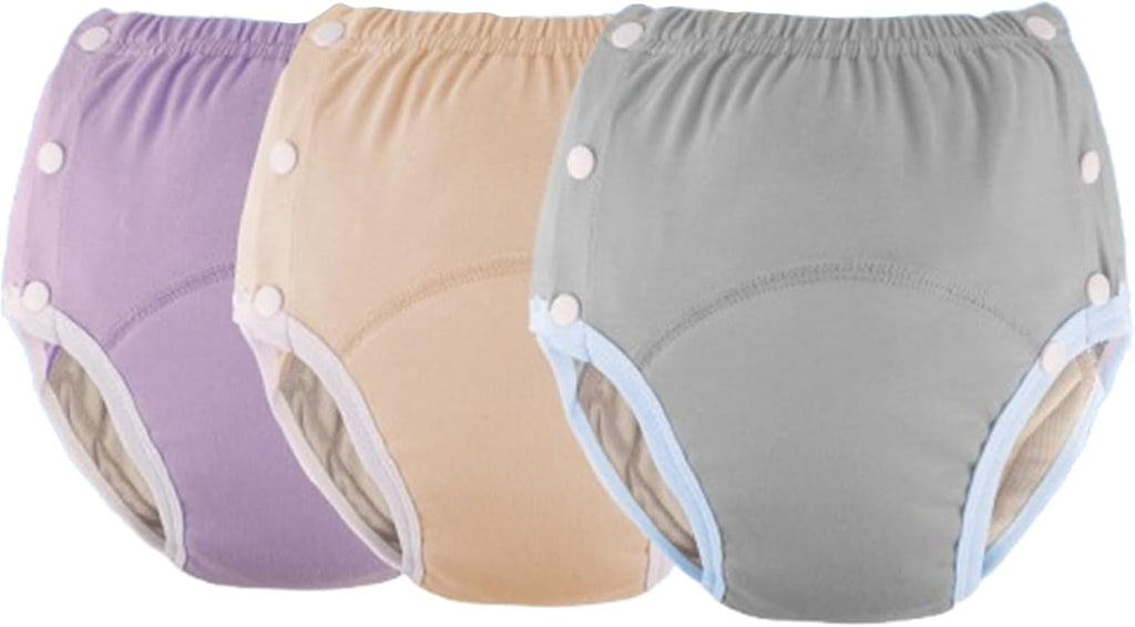 Cotton Incontinence Pants for Adults,Waterproof Leakproof Panties Adjustable Reusable Incontinence Underwears with Snaps Adult Cloth Diapers for Incontinence,Elderly and Disabled(3 Pack,Medium)