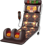 ROLTIN Massage Mat with Heat 10 Vibrating Nodes Full Body Massage Mat with Adjustable Pillows Heating Pads, Full Body Massager for Neck and Back Muscle Relaxation Massage Cushion (, Brown