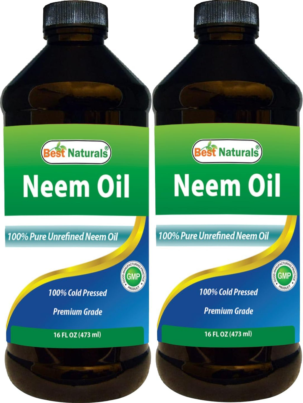 Best Naturals 100% Pure Neem Oil, 100% Cold Pressed and Unrefined - 16 OZ (2 Bottles)