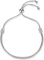 Charm Bracelet for Women Snake Chain Bracelet Handmade DIY Jewelry Gift for Women Adjustable(Silver)