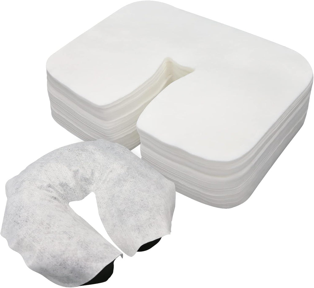 200 Count Disposable Massage Face Cradle Covers Non-Sticking Massage Face Covers Ultra-Soft, Medical-Grade, Fitted Disposable Headrest Covers for Massage Table 14.2" x 10.6"