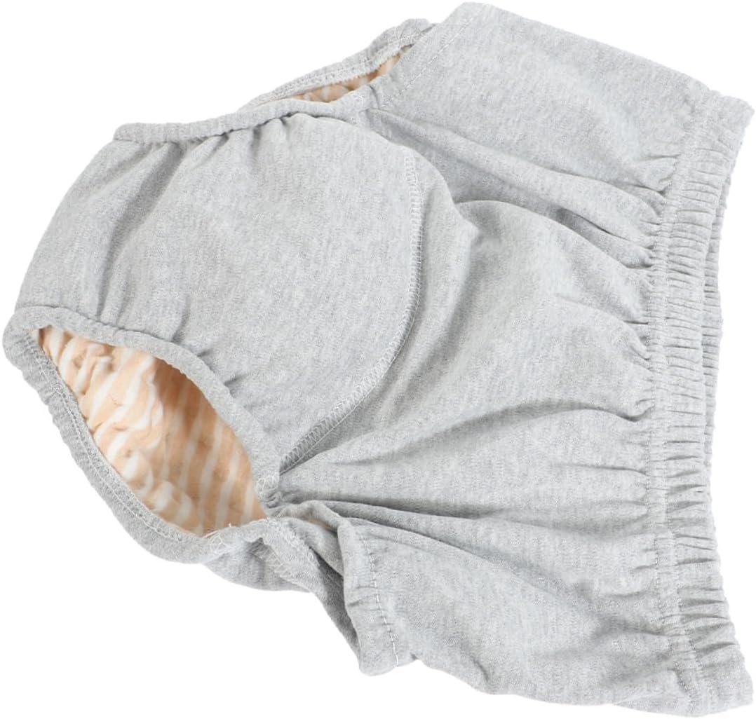 Reusable Washable Adult Diaper for Elderly Men and Women Cotton Incontinence Pants with Anti-Leak Design Moisture-Absorbing and Comfortable Underwear for Bedridden and Gray