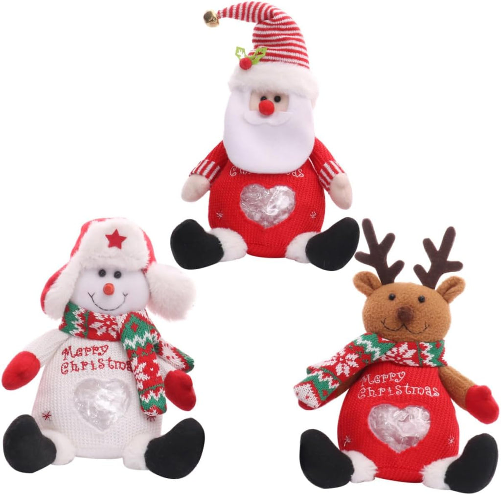 SOESFOUFU Christmas Candy Holder Bag Set 3pcs Santa Snowman Reindeer Wrapping Bags Festival Treat Party Supplies