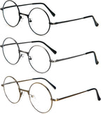 3 Pack Round Frame Reading Glasses Blue Light Blocking Reader Metal Full Frame Retro Glasses