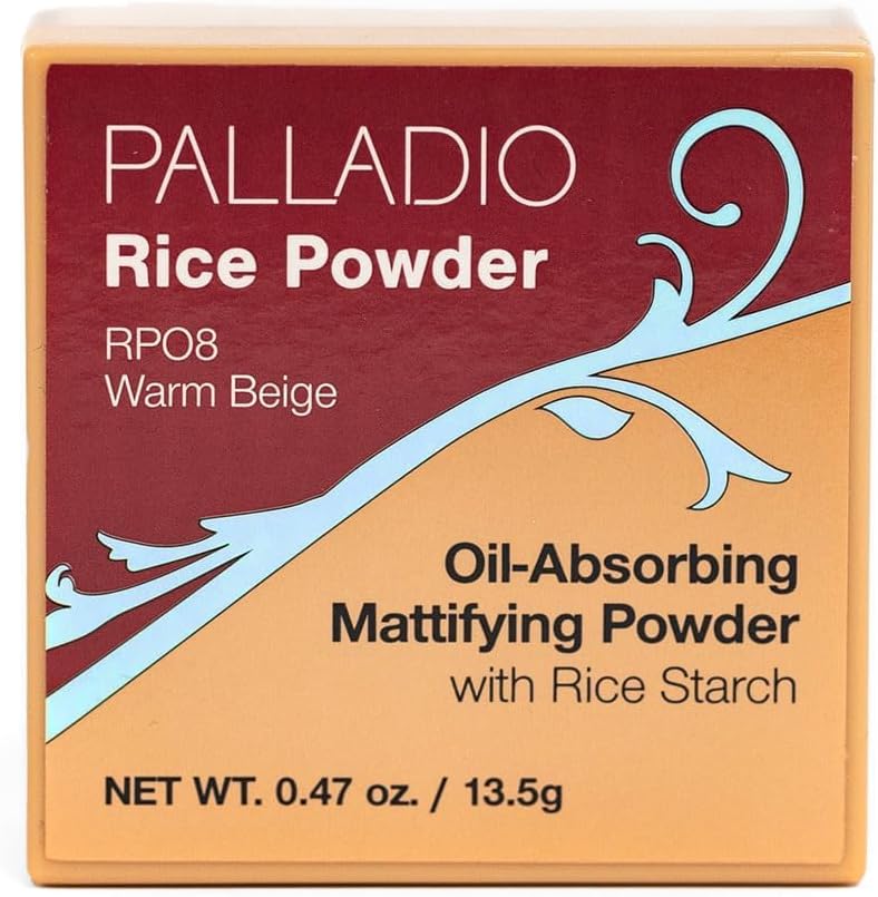 Palladio, Rice Powder Loose Setting Powder Absorbs Oil Leaves Face Looking and Feeling Smooth Helps Makeup Last Longer For a Flawless Fresh Look, Warm Beige, 0.6 Ounce