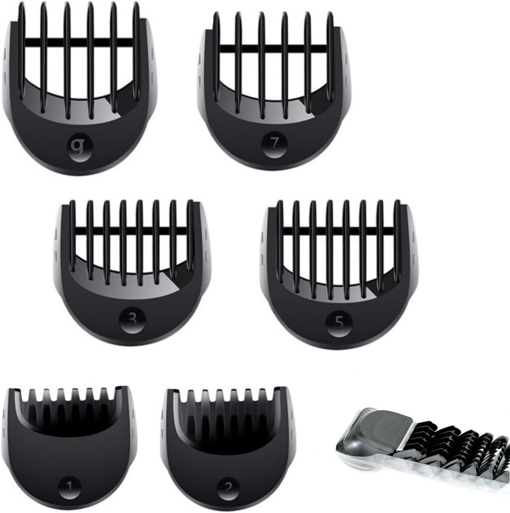 Beard Trimmer Replacement Head Compatible with Series 5，6 and 7 .1/2/3/5/7/9mm 6pcs Comb Trimming Attachment, for Electric Shavers 5018s5020s6075cc 7071cc7075cc7085cc7020s，5050cs6020s 6072cc
