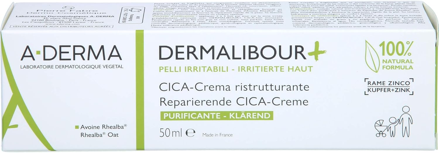 A-DERMA DERMALIBOUR+ REPAIRING CICA-CREAM 50ml