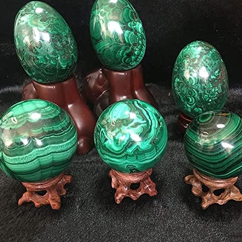 AMNOOL Natural Green Malachite Ball Rock Quartz Crystal Sphere Healing Mineral Ornament Specimen + Pedestal,Diameter1.6