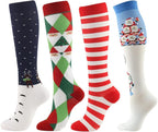 4 Pairs Compression Socks for Men Women,Is Best for Football,Travel,Flight,Athletics,Running,Calf Pressur Support.