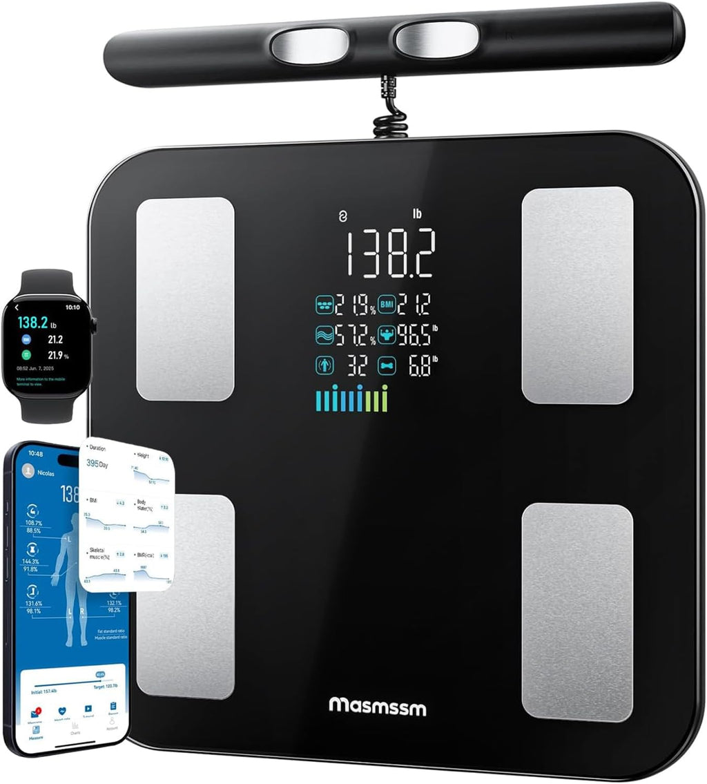 Smart Scale for Body Weight, FSA&HSA Eligible 8-Electrode Body Composition Scale with BMI Body Fat Muscle Mass, Digital Bathroom Scale with 28 Metrics, Dual-Frequency BIA Analyzer with Smartphone App