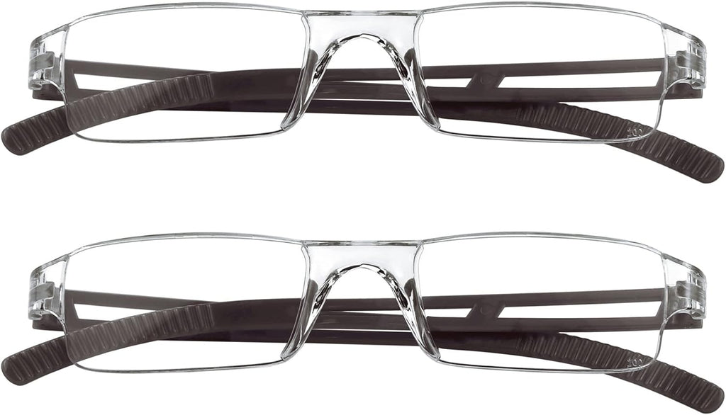 VisionGlobal 2 Pairs Reading Glasses, Blue Light Blocking Glasses, Computer Reading Glasses for Women and Men, Fashion Square Eyewear Frame (2brown,+1.00 Magnification)