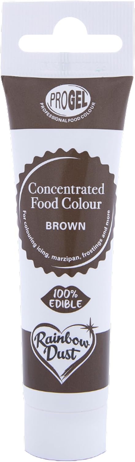 Rainbow Dust ProGel® Concentrated Food Colour, Brown Colouring Gel For Baking and Cake Decorating, 25g Tube
