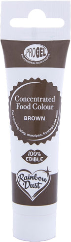 Rainbow Dust ProGel® Concentrated Food Colour, Brown Colouring Gel For Baking and Cake Decorating, 25g Tube