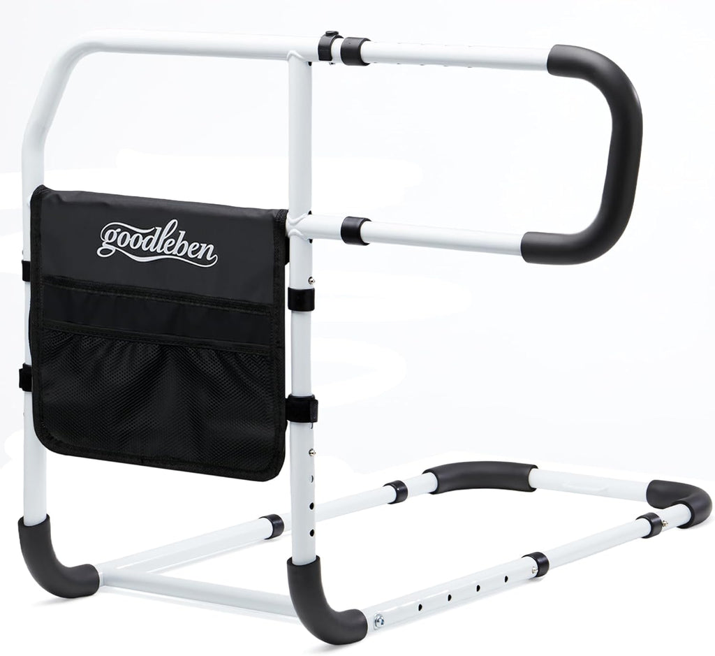 Bed Rails for Elderly Adults, Adjustable Bed Assist Rails for Seniors with Non-Slip Handle & Storage Pocket, Bed Assist Bar Supports up to 350 Lbs, Fits Twin/Full/Queen/King Beds