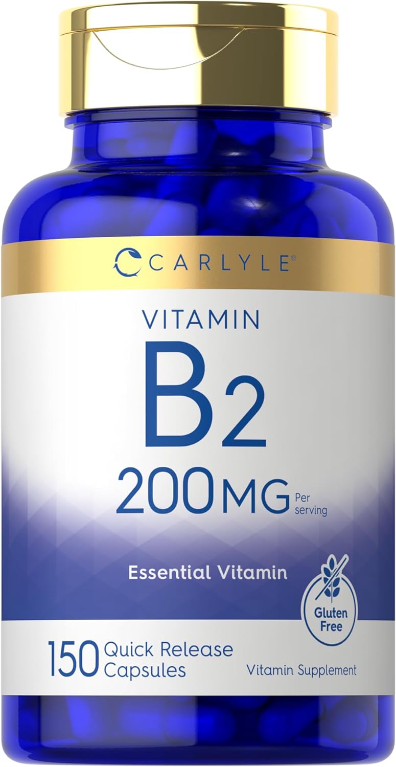 Carlyle Vitamin B2 200mg | 150 Count | Riboflavin | Non-GMO & Gluten Free Essential Supplement