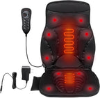COSTWAY Massage Seat Cushion with Heat, 30 Mins Auto-Off Timer, 10 Vibration Motors, 5 Modes, 3 Intensities, Electric Back Massager for Pain Relief, Deep Tissue Chair Pad for Home Office, Black