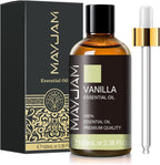 Vanilla Essential Oil 100ml, MAYJAM Premium Essential Oils for Aromatherapy, Diffuser, Soap Making, Candle Making, Large Bottle Vanilla Oil with Gift Box(3.38fl.oz)