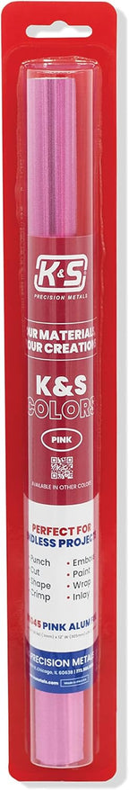 K&S Precision Metals Aluminum Crafting Foil, Two-Sided Pink/Silver 6045 – 0.004" Thick (36 Ga) x 12" Wide x 24" Long (1 Roll) – DIY Crafts, Repairs, Home Décor, Made in USA