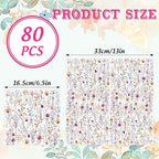 Whaline 80 Pcs Flower Paper Napkins Wildflower Luncheon Napkin Disposable Floral Party Decorative Dinner Hand Napkin for Spring Wedding Birthday Party Supplies