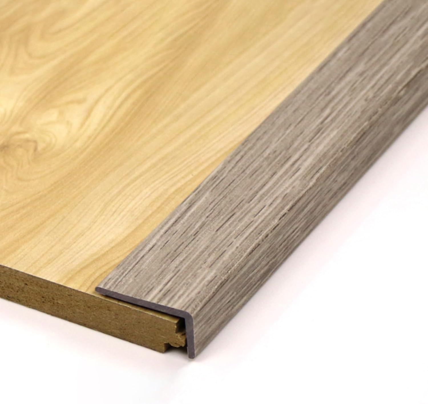 CMYUN Floor Transition Strip Bendable Wood Grain Stair Nosing Self Adhesive, Flexible PVC Stair Edge Protector Wood to Tile, L-Shape Floor Window Edging Trim Strip(Style-3,L130cm/51)