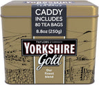Yorkshire Tea, Gold, 80 Teabags, Gift Tin Caddy, Premium Blend, Rich, Smooth, and Satisfying, Classic British Breakfast Blend, Caffeinated, Enjoy Hot with Milk, 80 Teabags