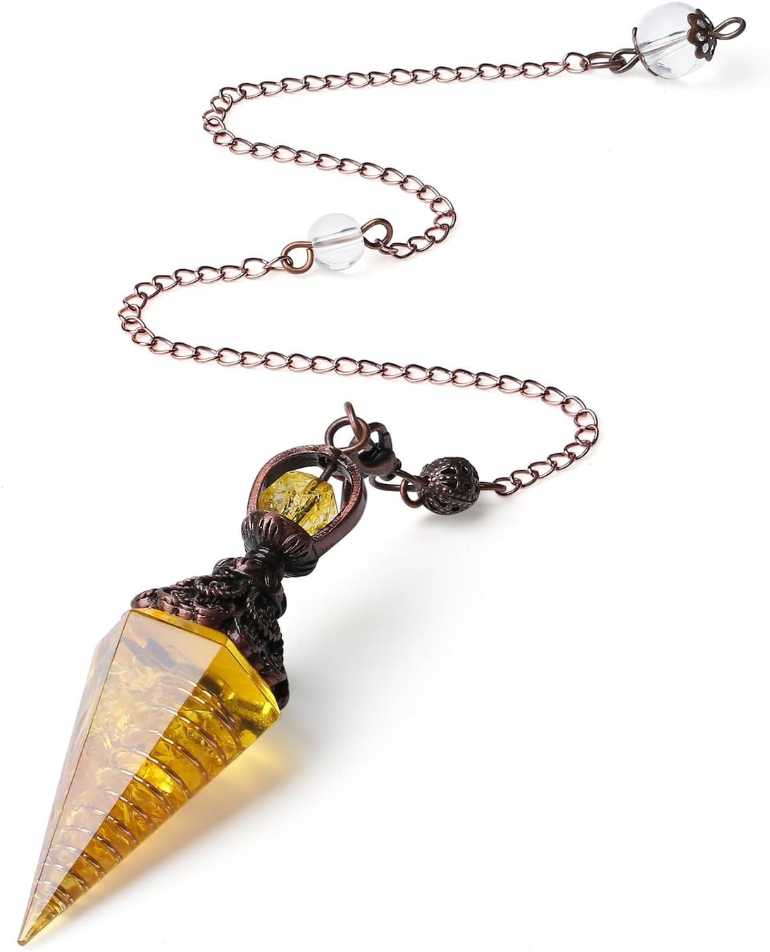 MAIBAOTA Citrine Pendulum Yellow Crystal Stones for Dowsing Divination Spiritual Pointed Crystal Pendulum