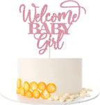 Kaoenla Welcome Baby Girl Cake Toppers - Baby Shower, Baby Shower, Newborn Gender Show Girl Happy Birthday Party Decoration (Pink)