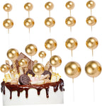 Amosfun 20Pcs Mini Balloons Cake Topper Foam Ball Cupcake Topper Cake Picks Baking Decoration for Wedding Anniversary Valentines Day Birthday Party(Golden)