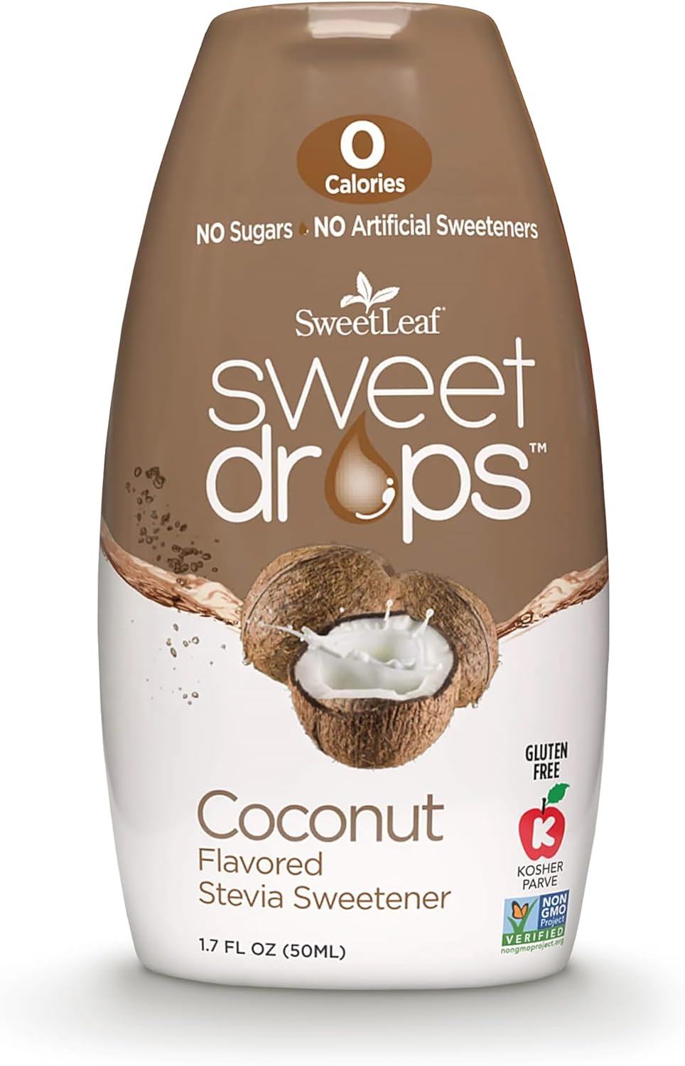 SweetLeaf Sweet Drops - Flavored Stevia Liquid Sweetener, Stevia Extract, Zero Calories, Gluten Free, Keto Friendly, Non GMO, Natural Flavors, Sugar Alternative - Coconut, 1.7 Fl Oz (Pack of 1)