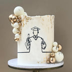 Black Minimalist Line Art Acrylic Graduation Cake Side Decoration Cake Topper for Graduation Parties and Celebrations (Male)