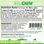 Xylichew Xylitol Gum - Chewing Gum Sugar Free, Aspartame Free, Gluten Free, Keto - Sugarless, Healthy, Natural Oral Care - Relieves Bad Breath and Dry Mouth - Spearmint, 60 Count