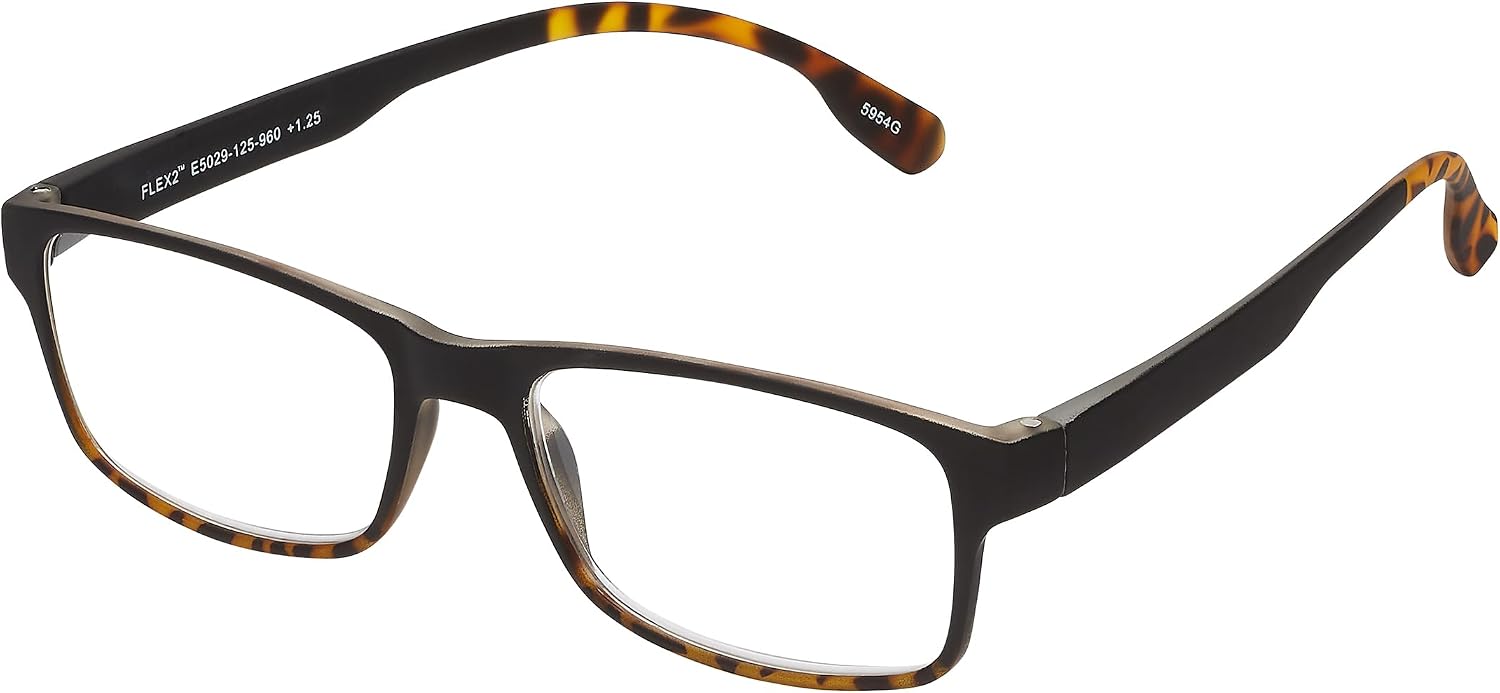 Select-A-Vision Flex 2 Lightweight Flexible Square Readers, Black Demi, +2.50