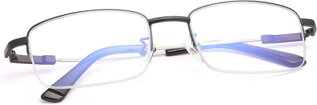 LJIMI Progressive Multifocus Presbyopic Reading Glasses Blue Light Blocking Half Frame Titanium Alloy No Line Multifocal UV Protection Computer Readers for Men and Women Eyeglasses Anti Glare Eyewear