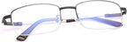 LJIMI Progressive Multifocus Presbyopic Reading Glasses Blue Light Blocking Half Frame Titanium Alloy No Line Multifocal UV Protection Computer Readers for Men and Women Eyeglasses Anti Glare Eyewear