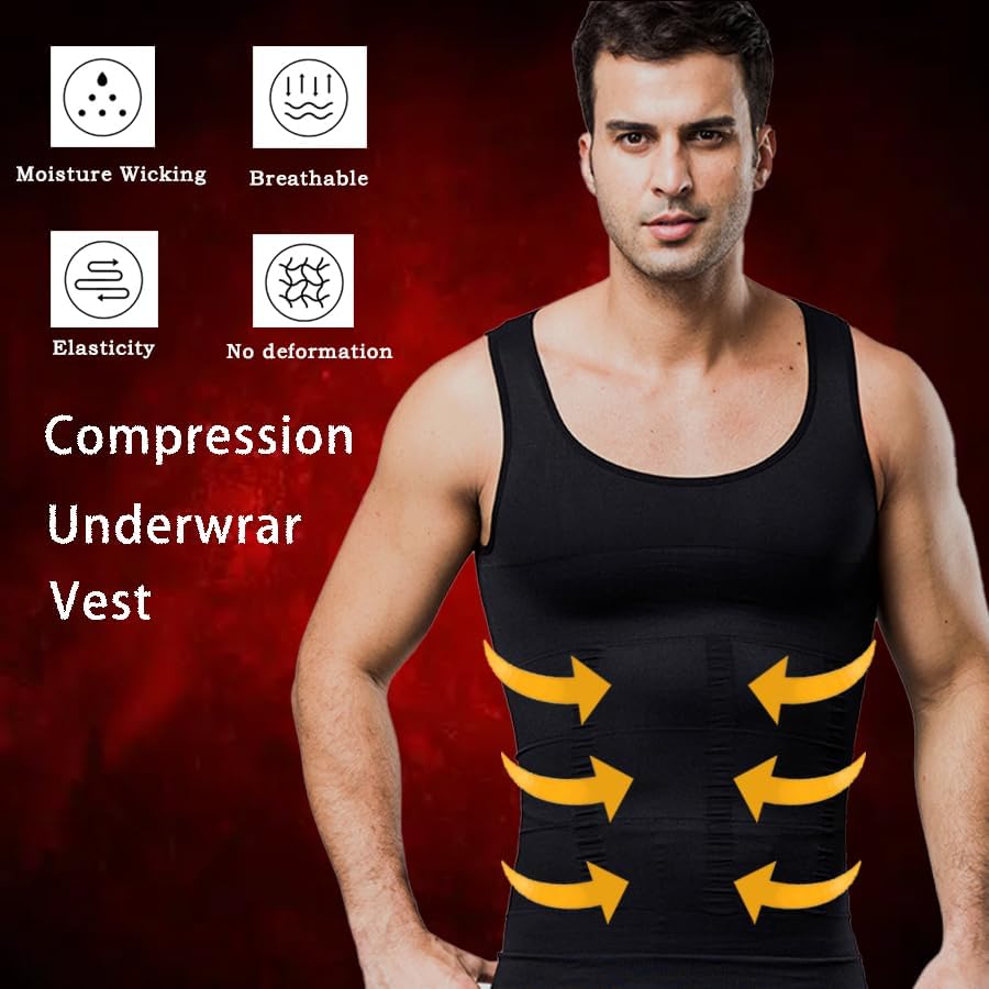 Men Slimming Body Shaper Vest Gynecomastia Compression Shirts Tummy Control Shapewear Moobs Undershirt