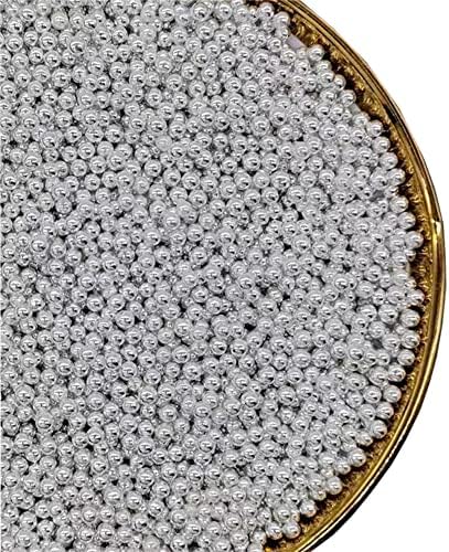Edible Pearl Sprinkles,Cake sprinkles,Cookie sprinkles,Sugar Pearl, Edible Candy Pearls 130g 4.6OZ for Cake Cupcake Decorationg (4mm-Silver)