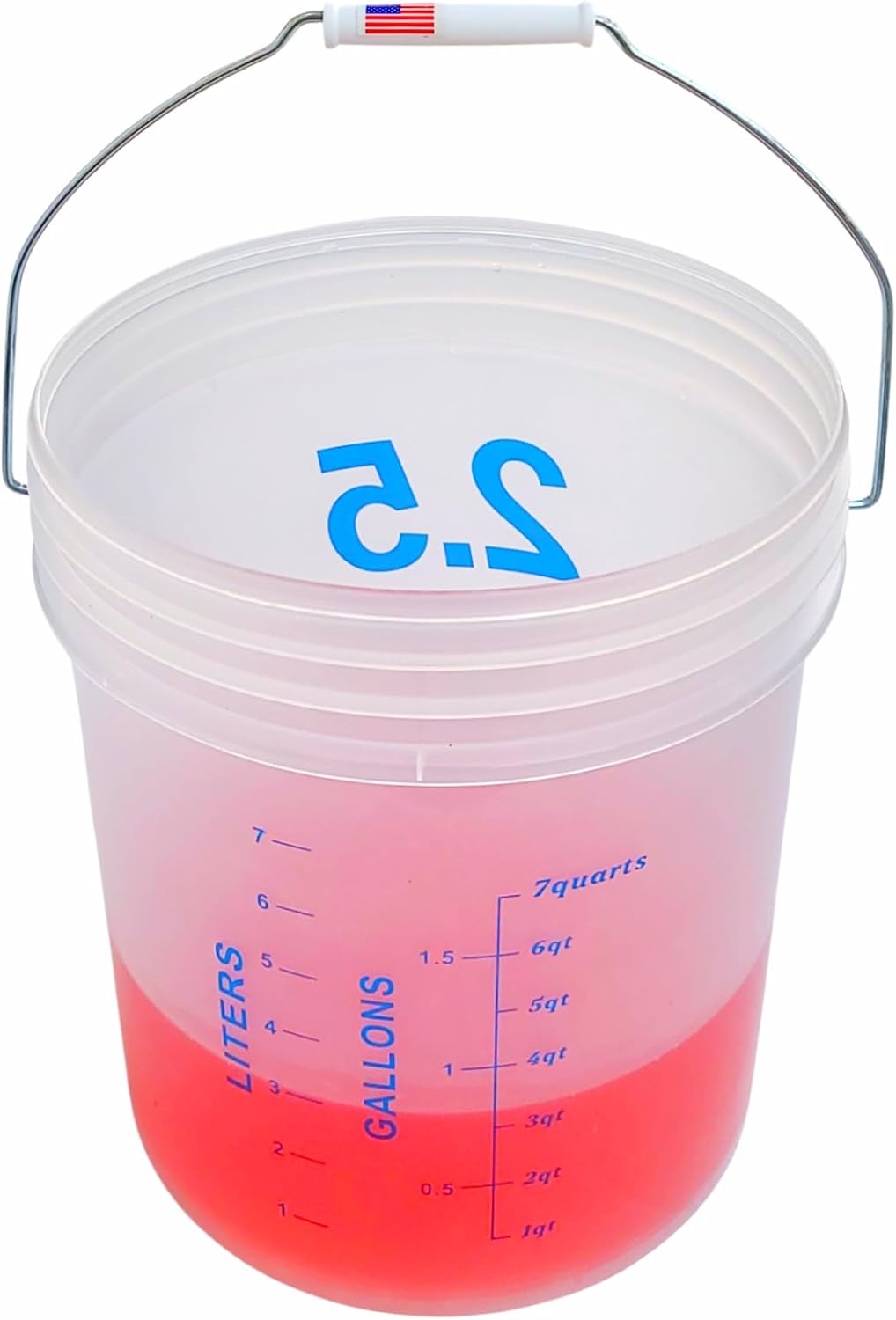 2 Gallon Measuring Mixing Graduated Bucket Pail Food Grade Heavy Duty Heat Resistant 2.5g 10L Overflow BPA Free HD Plastic Storage Container Alloy Handle Premium Quality Buckets FDA Compliant