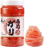 YUHO Pickled Sushi Ginger, Japanese Pink Gari Sushi Ginger Fat Free, Sugar Free, Kosher, BRC, No MSG, Low cal 12 oz