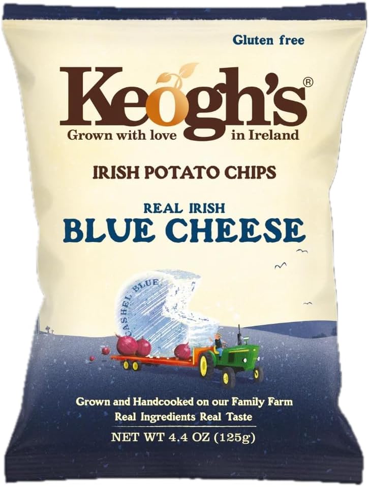 Keogh's Real Irish Blue Cheese Potato Crisps, Gluten Free, 4.4 oz, Pack of 3