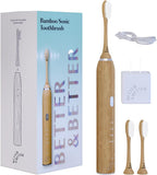 Better & Better Sonic Bamboo Electric Toothbrush for Adults | Rechargeable Electric Bamboo Toothbrush w/Plant-Based Bristles | Soft Brush Heads incl. | 4 Cleaning Modes & Long-Lasting Battery