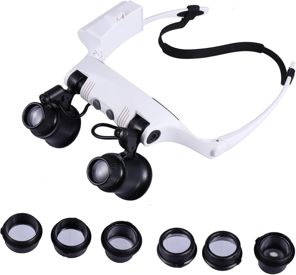 FOMIYES Head-Mounted Magnifier with Led Light Lens Options for Jewelry Antiques and Watch Repair Headband Magnifier for Close Inspection