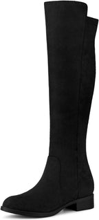 Allegra K Women's Side Zipper Chunky Heels Knee High Boots
