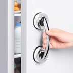 2 Pack Suction Cup Door Handle for Glass Door, Bathroom, Mirror, Cabinet, Strong Vacuum Removable Suction Cup Door Grab Bar, No Drilling, Silver