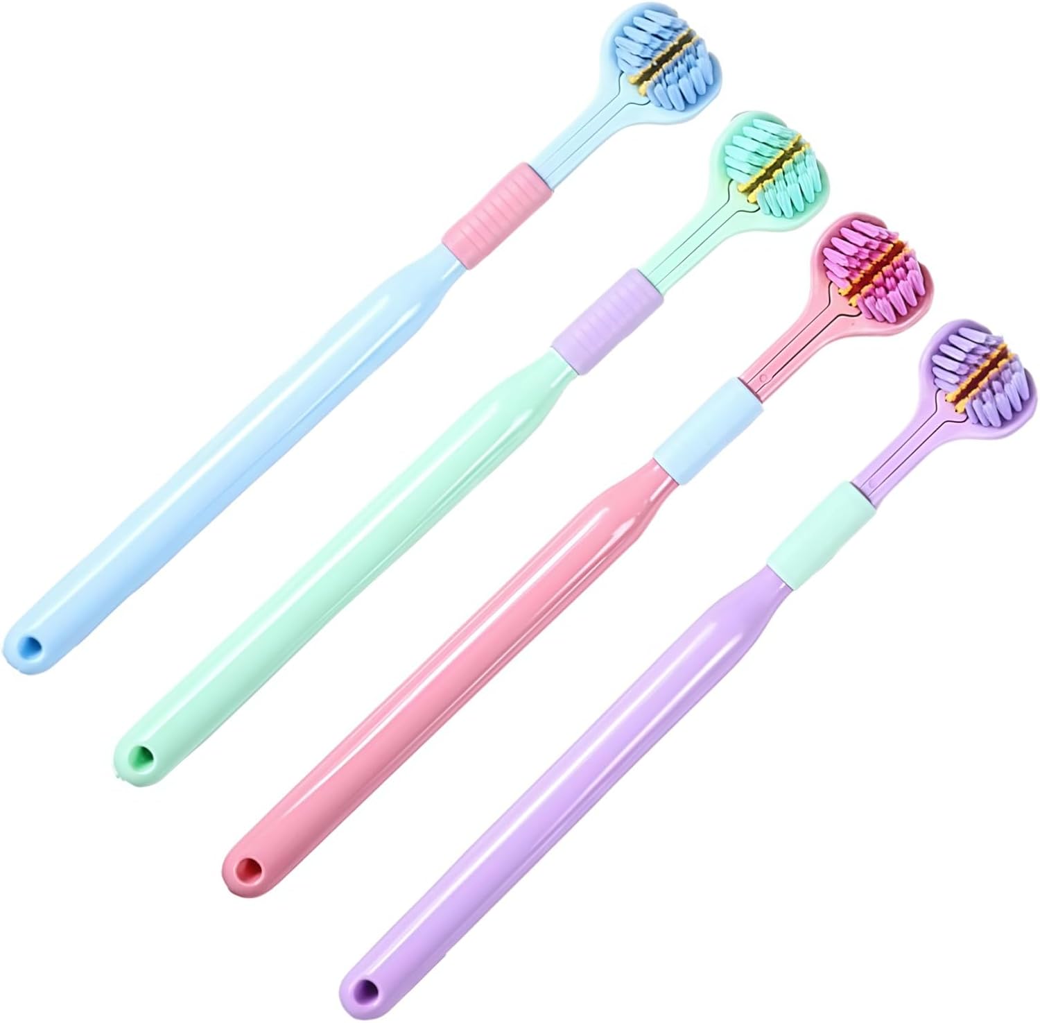 4 Pcs Random Color Three-Sided Toothbrush Soft Hair Toothbrush, Effective Wrap-Around Design Toothbrushes Accessories Oral Care for Adults and Children
